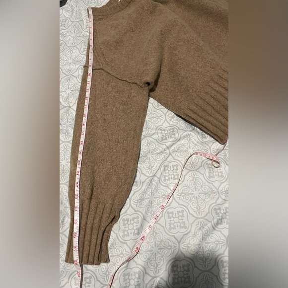 Arket Womens Jumper 100% Wool Brown Crewneck Pullover Chunky Ribbed Knit Sz L - Picture 7 of 11